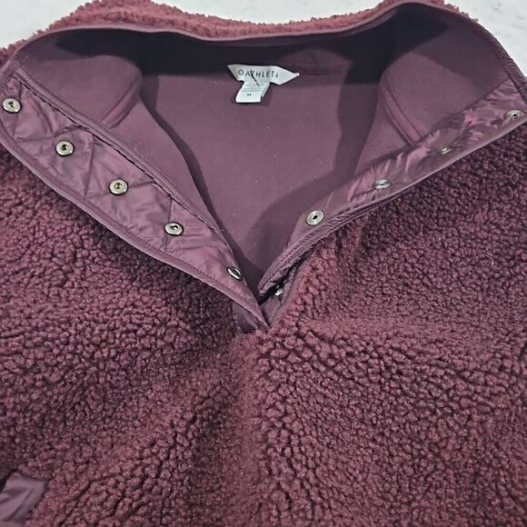 Athleta Cozy Sherpa Snap Sweatshirt Maroon Red Spiced Cabernet Womens Medium - Picture 8 of 8